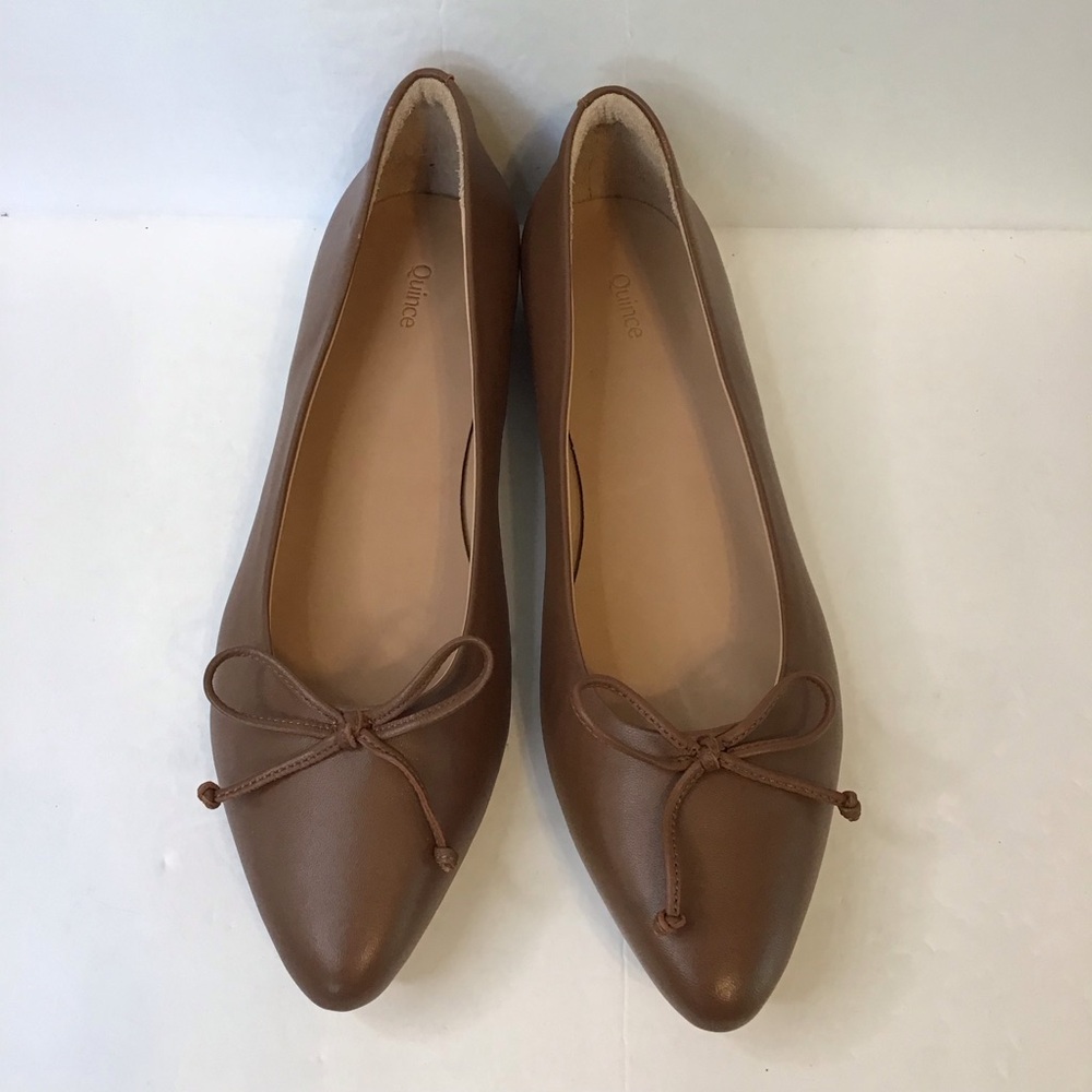 QUINCE Women's Brown Italian Leather Bow Ballet Flats 9.5 - Picture 6 of 8